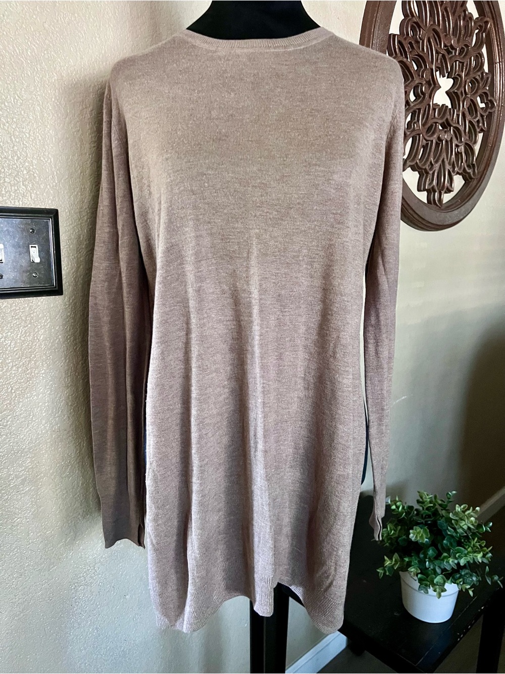 Zara Long-Sleeve Crew Neck Sweater - Taupe